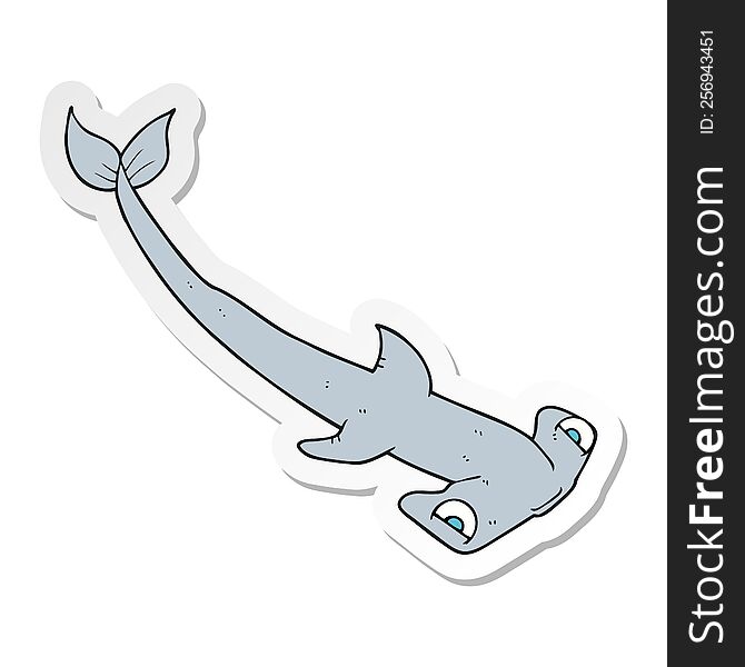 sticker of a cartoon hammerhead shark