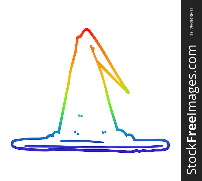 rainbow gradient line drawing cartoon witch hat