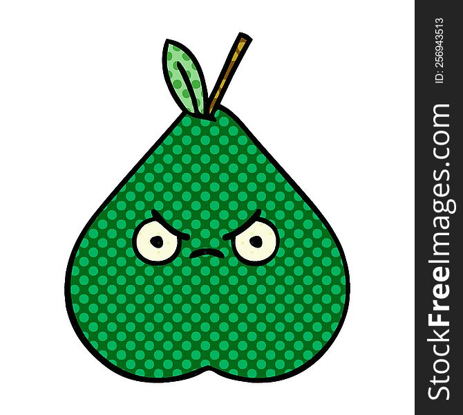 comic book style cartoon of a angry pear