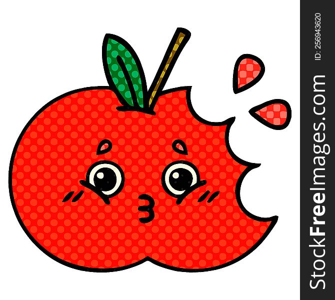 comic book style cartoon of a red apple