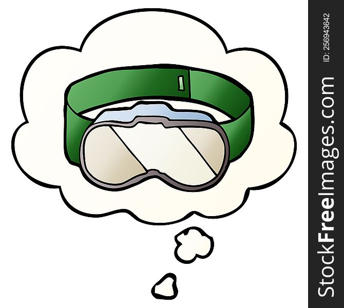 cartoon goggles with thought bubble in smooth gradient style