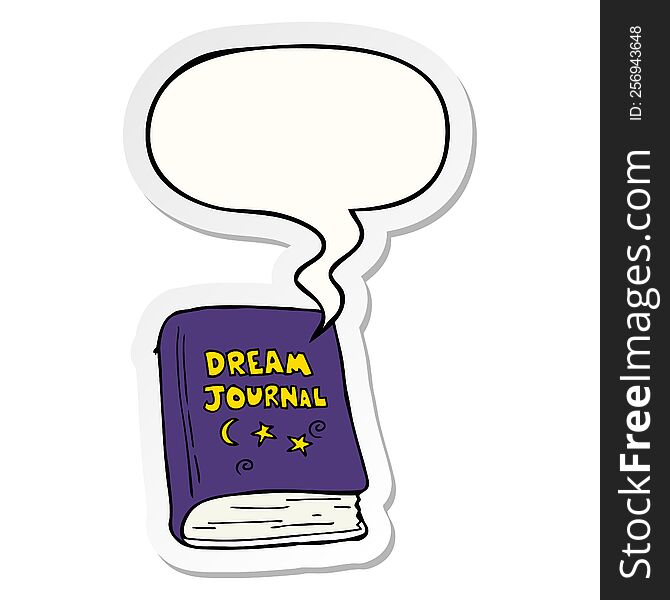 cartoon dream journal with speech bubble sticker