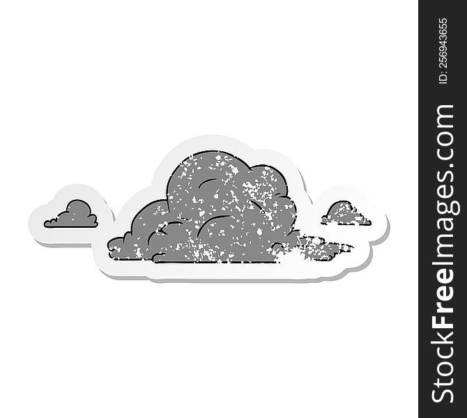 hand drawn distressed sticker cartoon doodle of white large clouds