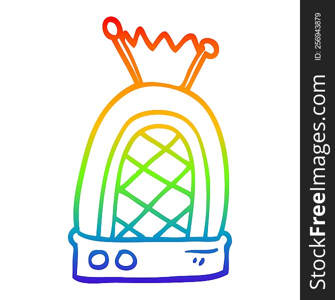 Rainbow Gradient Line Drawing Cartoon Retro Radio