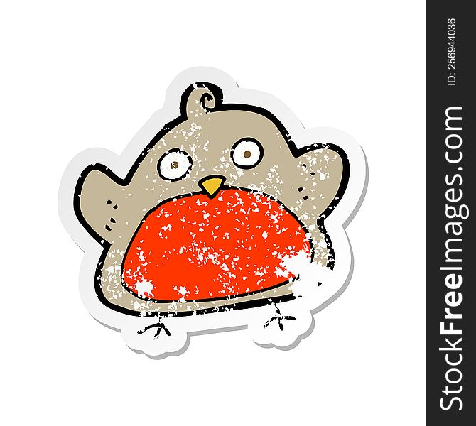 Retro Distressed Sticker Of A Cartoon Christmas Robin