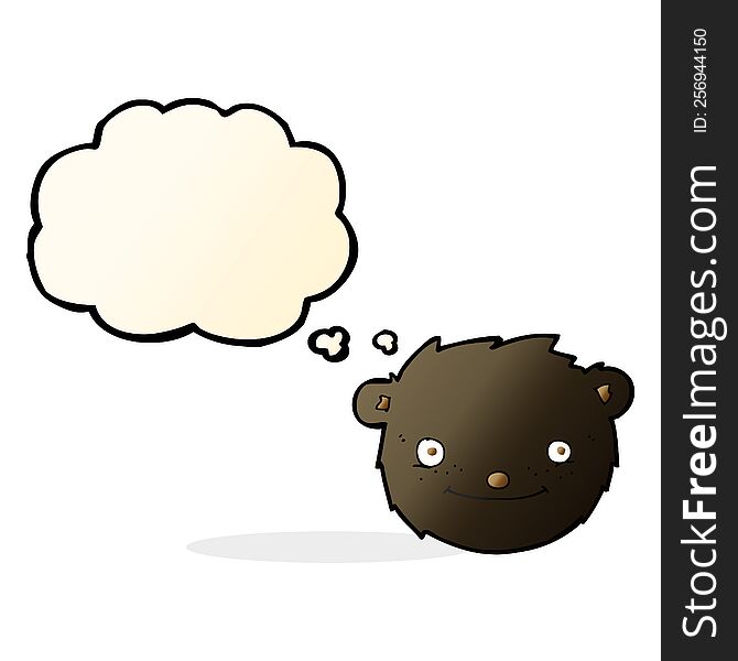 Cartoon Black Bear Head With Thought Bubble