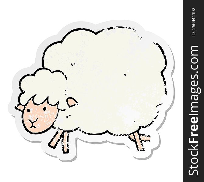 distressed sticker of a cartoon sheep