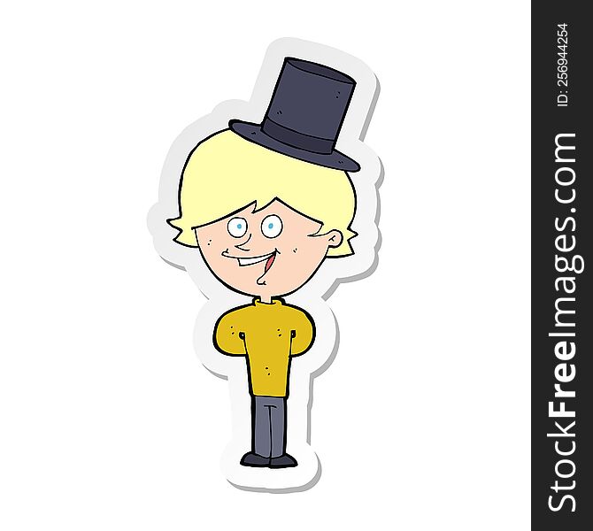 Sticker Of A Cartoon Man Wearing Top Hat
