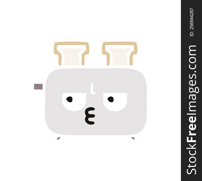 Flat Color Retro Cartoon Of A Toaster