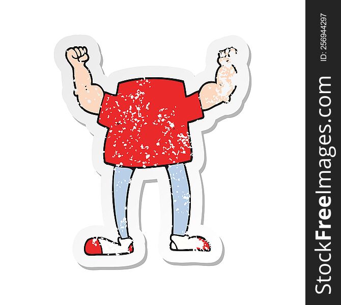 Retro Distressed Sticker Of A Cartoon Headless Man