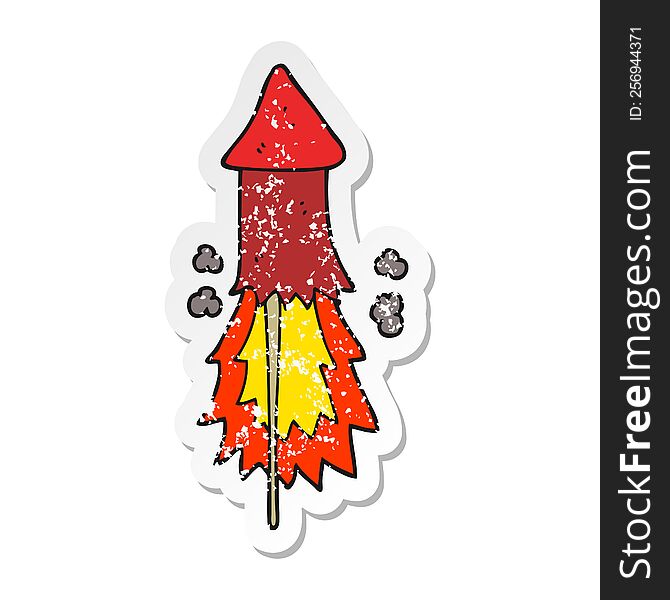 distressed sticker of a cartoon firework