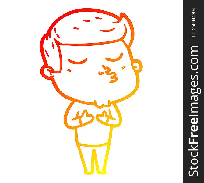 Warm Gradient Line Drawing Cartoon Model Guy Pouting