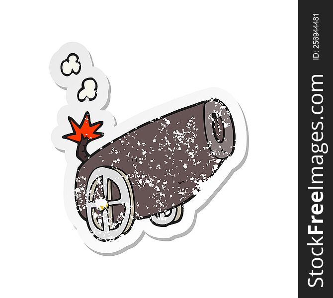 retro distressed sticker of a cartoon cannon