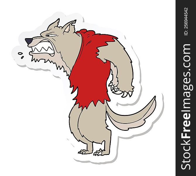 Sticker Of A Angry Werewolf Cartoon