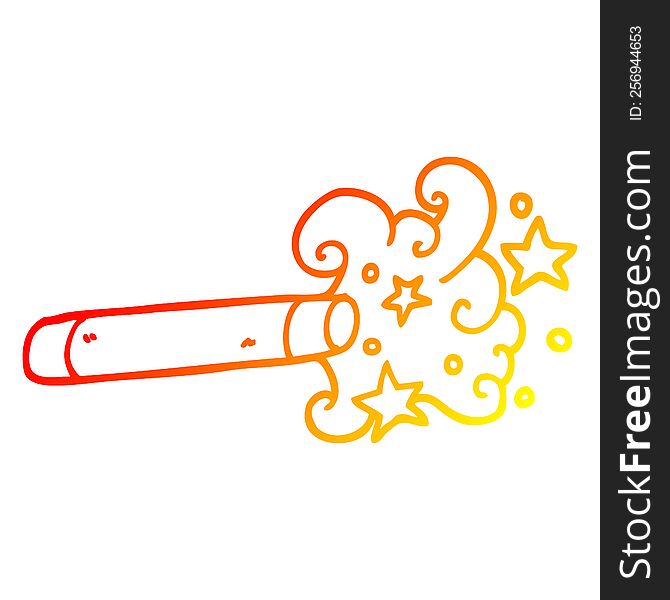 warm gradient line drawing of a cartoon magician wand