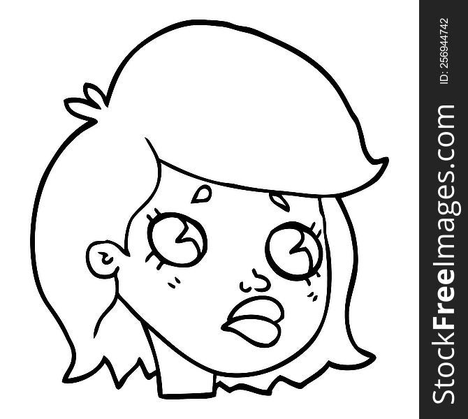 line drawing cartoon sad girl