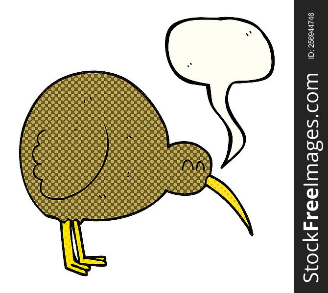 freehand drawn comic book speech bubble cartoon kiwi bird