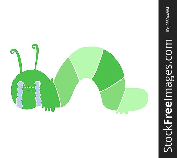 flat color style cartoon caterpillar obsessing over his regrets