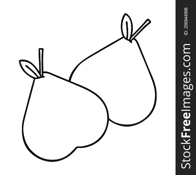 Line Drawing Cartoon Green Pear