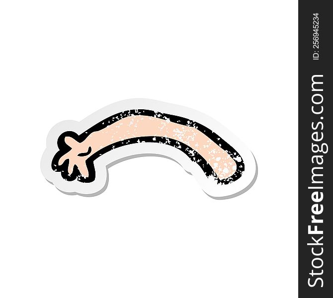 Retro Distressed Sticker Of A Cartoon Arm