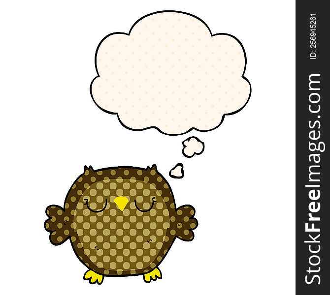 Cartoon Owl And Thought Bubble In Comic Book Style