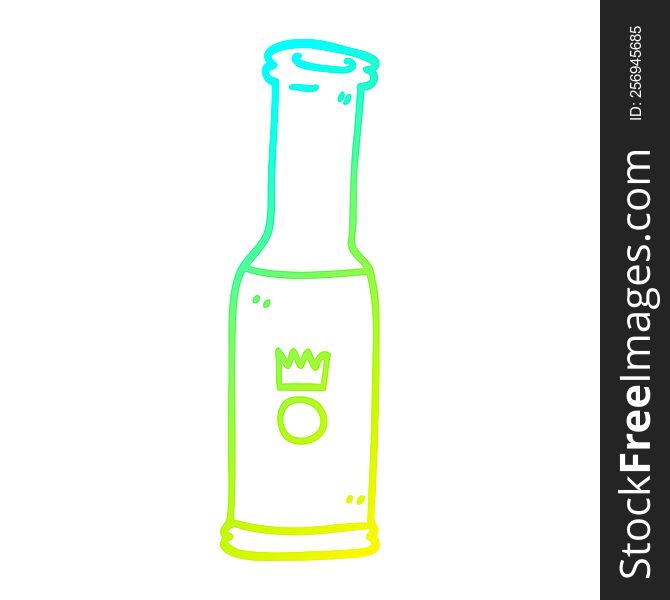 cold gradient line drawing of a cartoon beer bottle