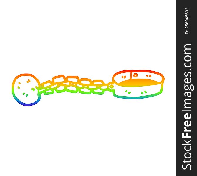 rainbow gradient line drawing of a cartoon ball and chain