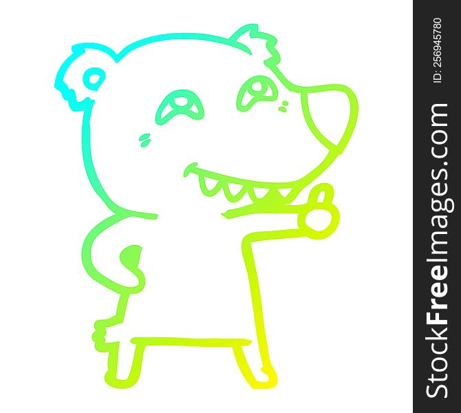 cold gradient line drawing of a cartoon polar bear giving thumbs up sign