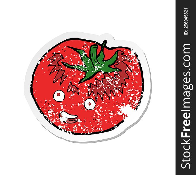 Retro Distressed Sticker Of A Cartoon Tomato