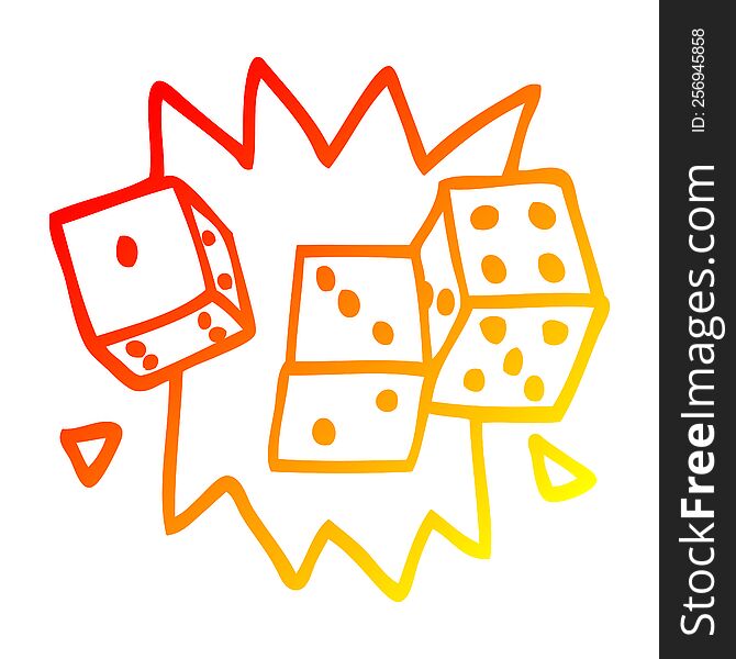 warm gradient line drawing of a cartoon rolling dice