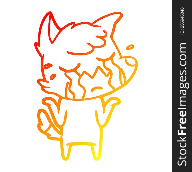 Warm Gradient Line Drawing Crying Fox Shrugging Shoulders