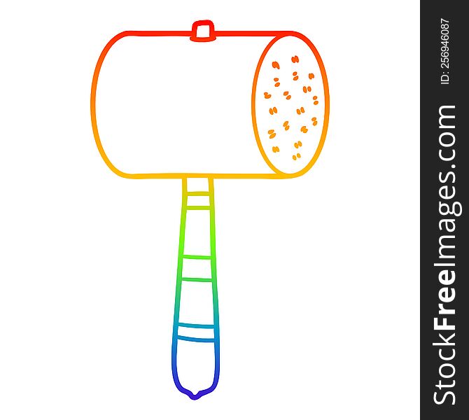 Rainbow Gradient Line Drawing Cartoon Hammer