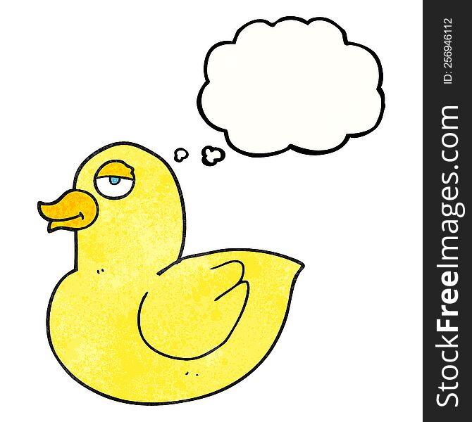 freehand drawn thought bubble textured cartoon duck