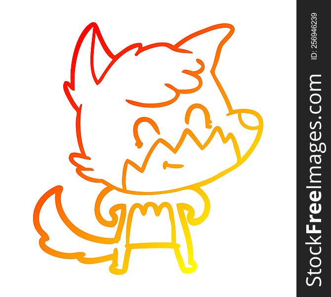 Warm Gradient Line Drawing Cartoon Friendly Fox