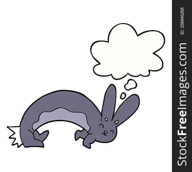 Funny Cartoon Rabbit And Thought Bubble