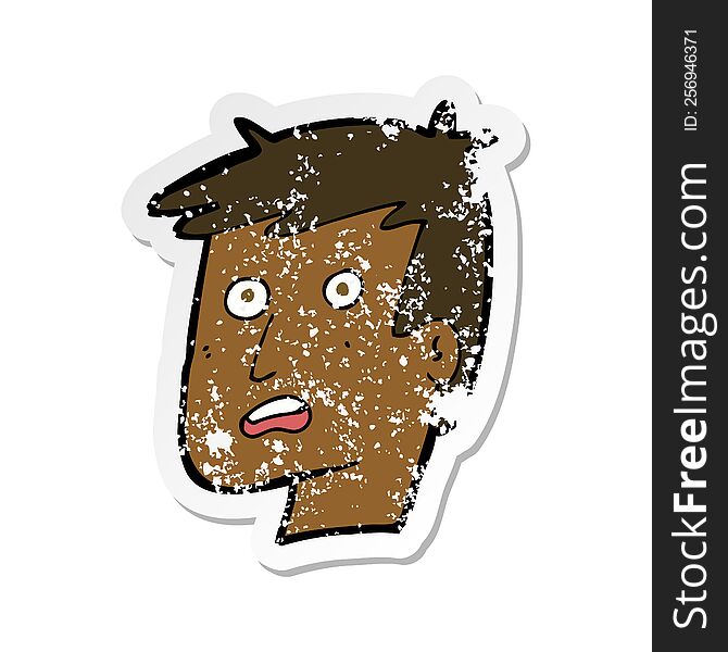 retro distressed sticker of a cartoon unhappy face