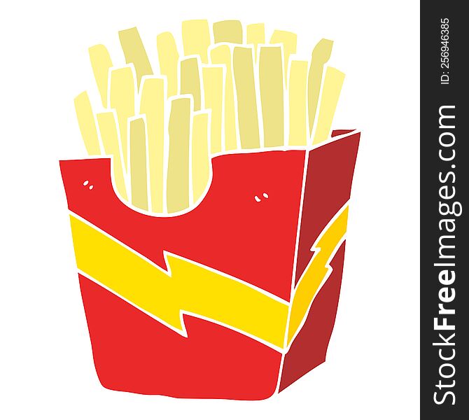 Flat Color Illustration Of A Cartoon French Fries