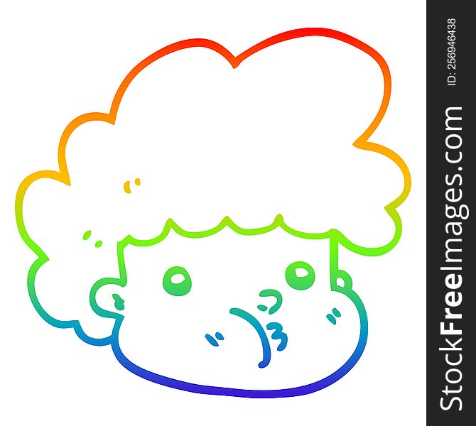 Rainbow Gradient Line Drawing Cartoon Boy