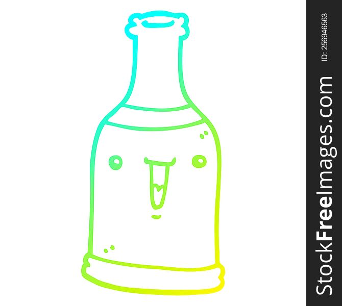 cold gradient line drawing of a cartoon beer bottle