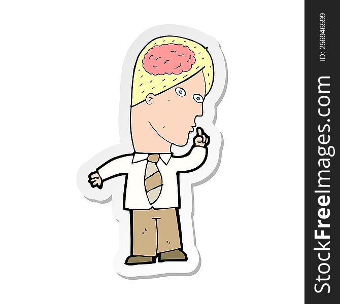 sticker of a cartoon businessman with huge brain