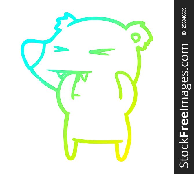 Cold Gradient Line Drawing Angry Bear Cartoon