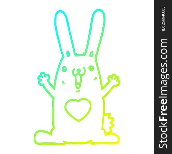 cold gradient line drawing of a cartoon rabbit in love