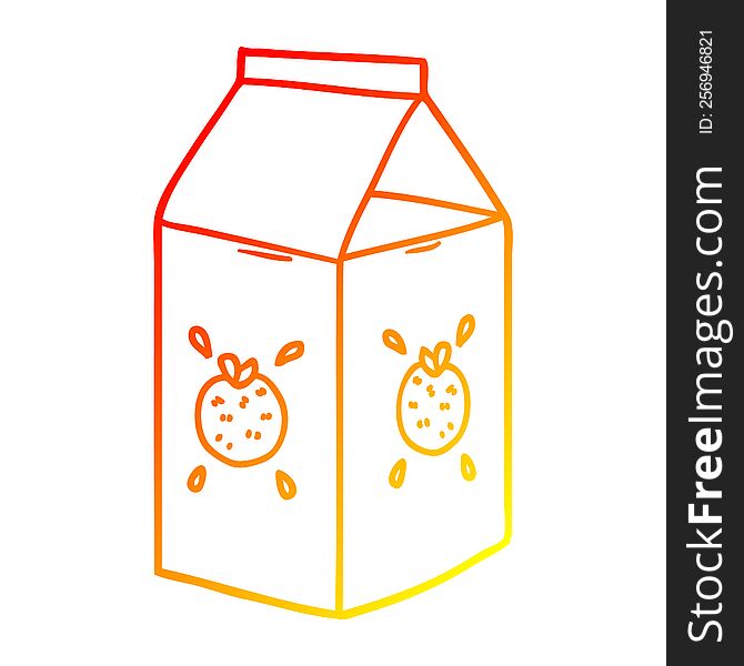 warm gradient line drawing of a cartoon orange juice carton