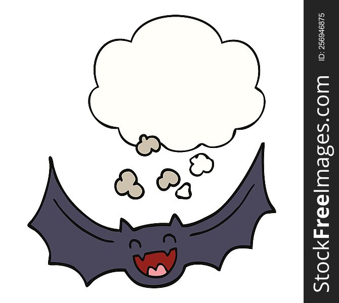 cartoon bat with thought bubble. cartoon bat with thought bubble