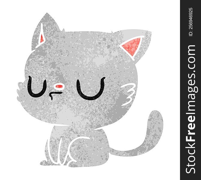 freehand drawn retro cartoon of cute kawaii cat