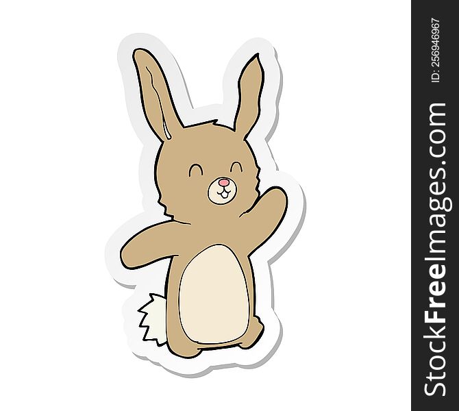Sticker Of A Cartoon Happy Rabbit