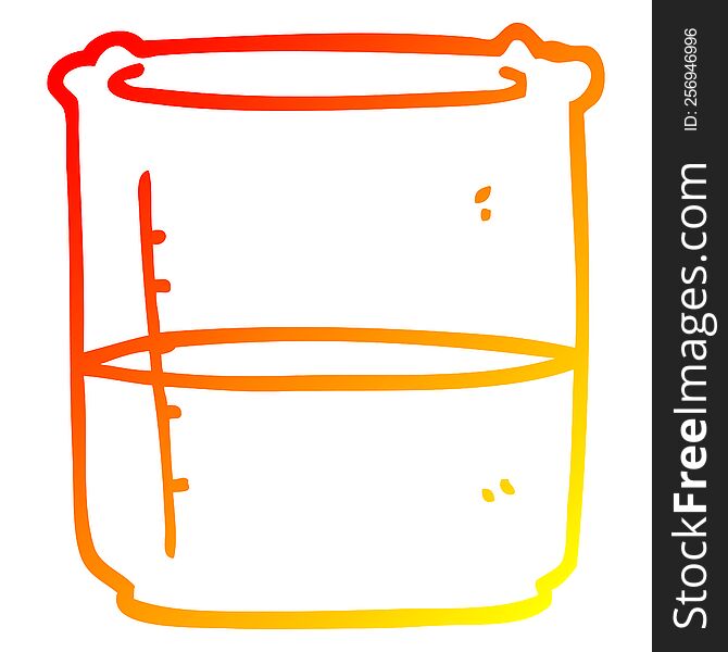 warm gradient line drawing of a cartoon science beaker