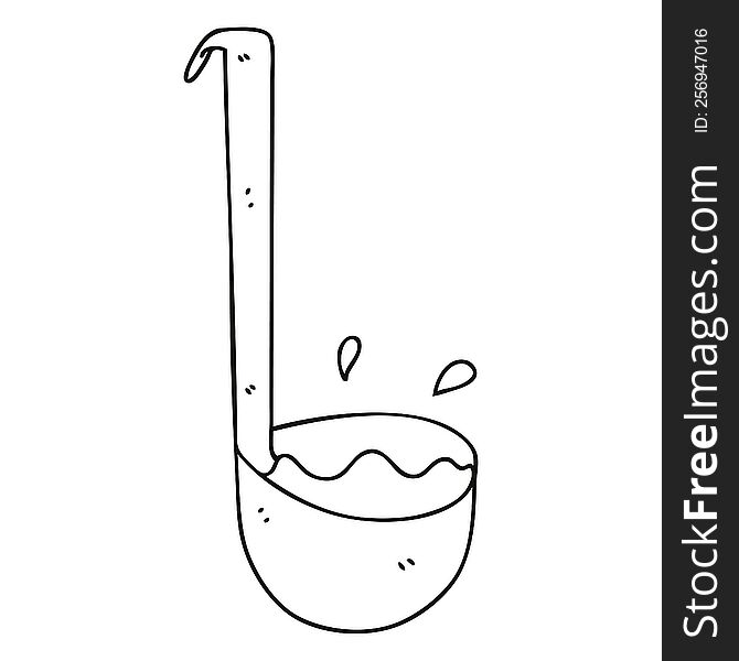 line drawing quirky cartoon ladle. line drawing quirky cartoon ladle