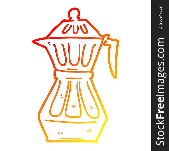 warm gradient line drawing of a cartoon espresso pot