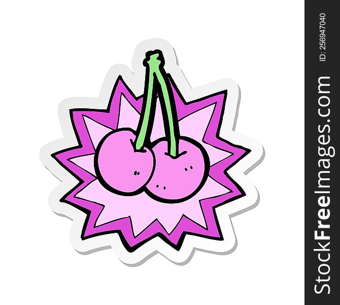 sticker of a cartoon cherries symbol
